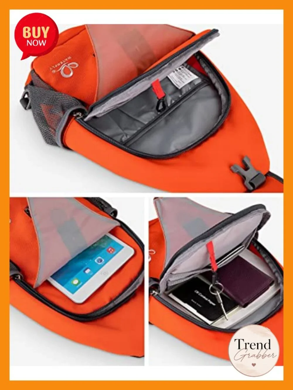Waterproof Crossbody Sling Backpack with Multi-Compartment Storage for Travel